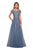 La Femme - 26893 Embroidered Lace Bateau A-line Dress In Blue