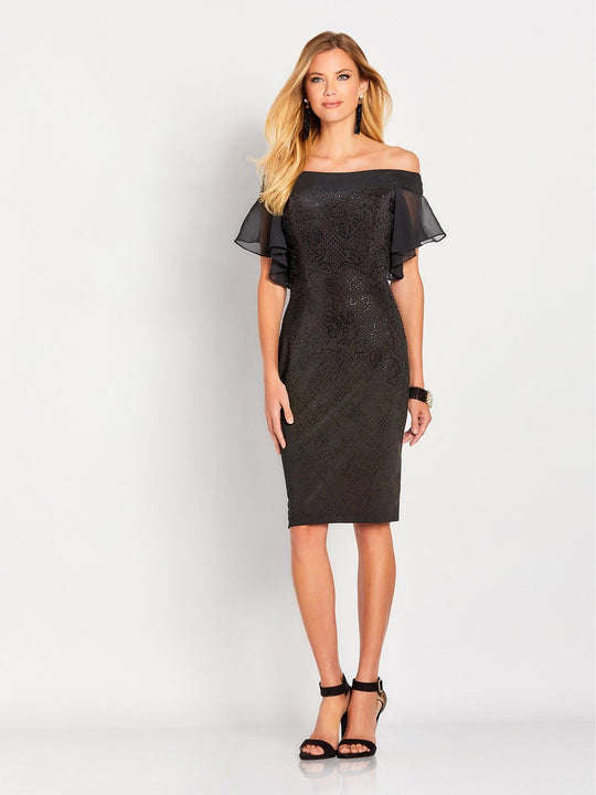 Mon Cheri - Off-Shoulder Flutter Dress 119825 In Black