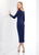 Social Occasions by Mon Cheri - 218807 Long Sleeves Tea Length Dress In Blue