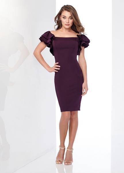 Social Occasions by Mon Cheri - 218816 Ruffled Sleeve Cocktail Dress In Purple