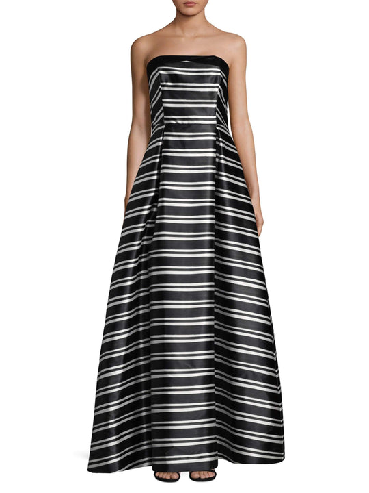 Laundry - 97R15202 Strapless Striped Mikado Ballgown In Black