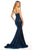 Sherri Hill - 52362 Glitter Stretch Strapless Mermaid Dress In Blue and Silver