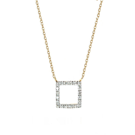 Square Diamond Pendant Necklace