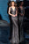 Jovani - 1751 Sequined Deep V-Neck Sheath Dress in Gray and Multi-Color