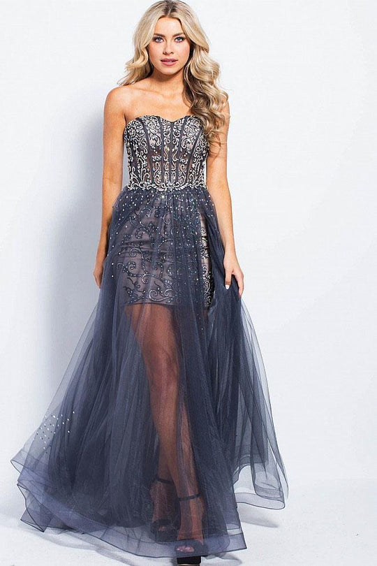 JVN55886 Strapless Embellished Sweetheart A-line Dress