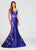 Ellie Wilde - EW118005 Plunging Sweetheart Floral Mikado Mermaid Gown In Purple and Floral