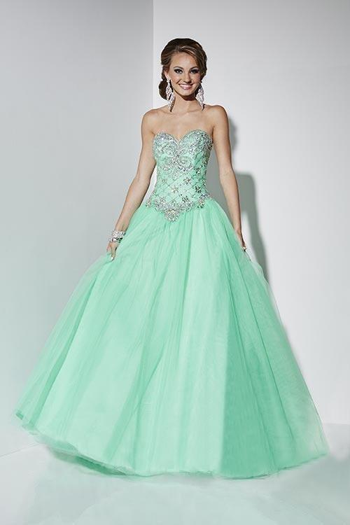 Studio 17 - 12567 Beaded Sweetheart Tulle Ballgown in Green