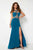 Studio 17 - 12686 Beaded Halter Jersey Trumpet Dress In Blue