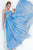 Studio 17 - Finely-Ruched Empire Iridescent Chiffon A-Line Gown 12500 In Blue