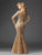 Clarisse - M6426 Glamorous Gilded Lace Evening Gown in Gold