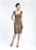 Sue Wong - Sequined Cap Sleeve Scoop Neck Dress N4405 in Brown