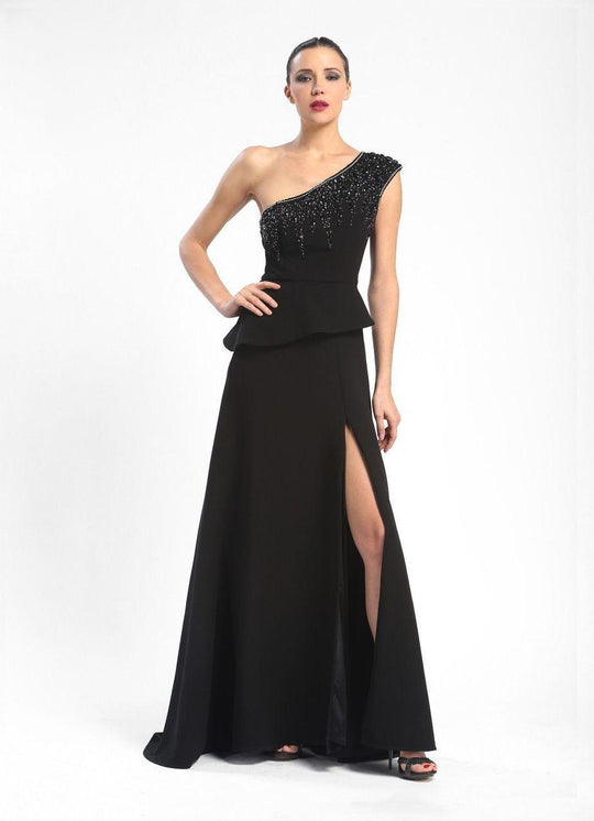 Sue Wong - Asymmetric A-Line Dress N5247 in Black