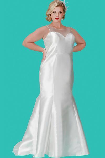 Mikado Illusion Scoop Neckline Fitted Mermaid Wedding Dress SC5201