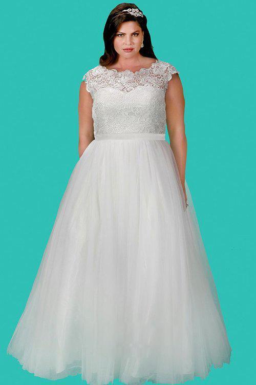 Laced Illusion Bateau Neck Tulle A-Line Dress SC5213