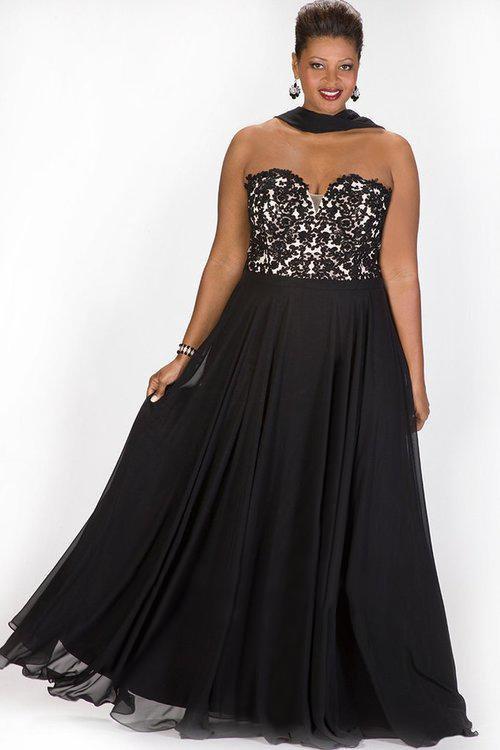 Romantic Ornate Lace Strapless Sweetheart A-Line Gown SC7209