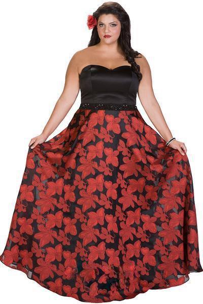 Strapless Organza Print A-line Dress SC7215