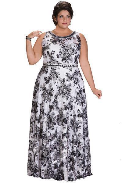 Sleeveless Lace Floral Print A-line Dress SC7219