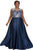 Illusion Boat Neckline A-line Satin Dress SC7221