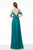 Jovani - 66337 Ruched Cold Shoulder A-Line Dress In Green