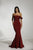 Tinaholy Couture - T1832 Asymmetrically Draped Off Shoulder Long Gown In Red