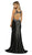 Nox Anabel - T253 Metallic Stripped Illusion Cutout Back Gown In Black
