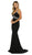 Nox Anabel - T253 Metallic Stripped Illusion Cutout Back Gown In Black