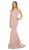Nox Anabel - T253 Metallic Stripped Illusion Cutout Back Gown In Pink