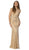 Nox Anabel - T254 Embellished V-neck Trumpet Dress In Gold