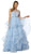 Nox Anabel - T256 Plunging Halter Dotted Lace Tiered Gown In Blue