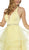 Nox Anabel - T256 Plunging Halter Dotted Lace Tiered Gown In Yellow