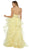Nox Anabel - T256 Plunging Halter Dotted Lace Tiered Gown In Yellow