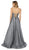 Nox Anabel - T258 Lustrous Strapless Sweetheart A-Line Evening Gown In Gray and Silver