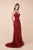 Nox Anabel - T290 Plunging V-neck Trumpet Dress With Sweep Train In Red