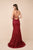 Nox Anabel - T290 Plunging V-neck Trumpet Dress With Sweep Train In Red