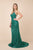 Nox Anabel - T290 Plunging V-neck Trumpet Dress With Sweep Train In Green