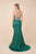 Nox Anabel - T290 Plunging V-neck Trumpet Dress With Sweep Train In Green