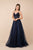 Nox Anabel - T298 Embroidered V-neck A-line Gown In Blue