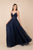Nox Anabel - T298 Embroidered V-neck A-line Gown In Blue
