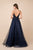 Nox Anabel - T298 Embroidered V-neck A-line Gown In Blue