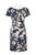London Times - T3534M Floral Print Bateau Sheath Dress In Blue and Pink