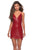 La Femme - 28228 V-Neck Sequined Short Dress In Red