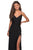 La Femme - 28206 Long Crisscross Strapped High Slit Sheath Gown In Black