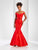 Clarisse - 3443 Off Shoulder Taffeta Mermaid Gown in Red