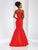 Clarisse - 3443 Off Shoulder Taffeta Mermaid Gown in Red