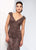 Ivonne D for Mon Cheri - 218D22 Beaded Cap Sleeve V-neck Sheath Dress in Brown