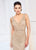 Ivonne D for Mon Cheri - 218D30 Beaded Lace V-neck Sheath Dress in Neutral