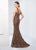 Ivonne D for Mon Cheri - 218D26 Metallic Lace Sweetheart Trumpet Gown in Brown
