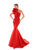 Tarik Ediz - 50202 Oversized Ruffle Asymmetrical Mermaid Gown In Red
