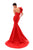 Tarik Ediz - 50202 Oversized Ruffle Asymmetrical Mermaid Gown In Red
