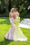 Tarik Ediz - 50207 Jacquard Deep V-neck Mermaid Dress In Pink and Yellow